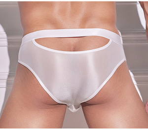 Herren Hot Sale Einfarbige Atmungsaktive Sexy Seiden-Dünne Durchsichtige Nylon-Unterwäsche Tiefsitzender Eisenring Verführung Strick-Tanga XL ODM - Product Image 3