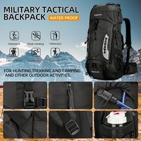 Sac à dos de randonnée sans cadre 70L+5L, léger, imperméable en nylon avec housse de pluie, grand sac à dos de trekking pour hommes et femmes