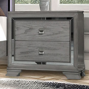 Ensemble de meubles de chambre à coucher gris moderne avec LED - Lit avec tête de lit rembourrée, commode et table de chevet - Product Image 4