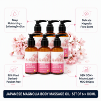 Huile de massage à la magnolia japonaise naturelle, parfum floral de lavande, hydratante, adoucissante, coffret cadeau spa pour le corps, OEM ODM 100ml