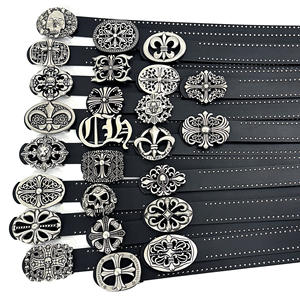 Ceinture en cuir <span class=keywords><strong>de</strong></span> luxe pour homme, style gothique, avec boucle croisée cloutée, rivets, pour jeans, style punk rock heavy metal, vente en gros, logo personnalisé - Product Image 5