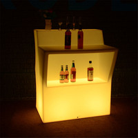Comptoir de Bar Mini, Meuble de Bar LED Mobile à Changement de Couleur Télécommandé pour Fête, Événement et Décoration de Mariage