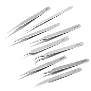 Pinzas para Extensión de Pestañas de Acero Inoxidable con Punta Recta y Plana, Pinzas para Pestañas al por Mayor, Pinzas de Alta Calidad de Marca Privada - Product Image 1