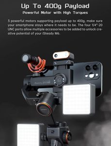 <span class=keywords><strong>Hohem</strong></span> <span class=keywords><strong>iSteady</strong></span> M6 KIT stabilisateur de cardan portable trépied Selfie pour Smartphone avec éclairage vidéo lumière de remplissage magnétique AI - Product Image 6