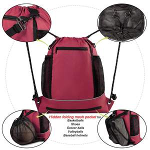 حقيبة ظهر متعددة الأغراض لكرة السلة وكرة القدم مع حقيبة شبكية مخفية للكرة، حقائب معدات رياضية للصالة الرياضية، حقيبة تمارين بحبل - Product Image 4