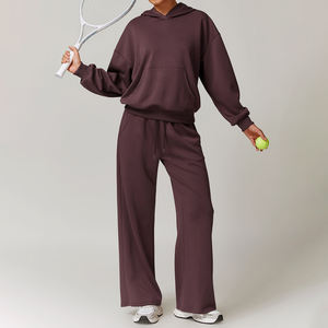 Nuevo Conjunto de 2 Piezas de Otoño Invierno, Pantalones Joggers de Cintura Alta, Sudadera con Pantalones Deportivos, Sudadera con Capucha Lisa, Conjuntos Deportivos Holgados para Mujer - Product Image 4