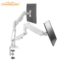 Support de bureau double écran en aluminium et ABS de qualité supérieure avec bras à ressort à gaz VESA 75/100 mm pour poste de travail de bureau