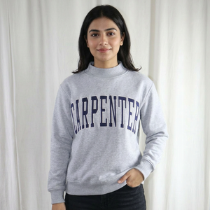 CARPENTER HEATHER GREY Hooded Half Zip Velour Sweatshirt 100% Cotton <b>NAVY</b> BLUE Applique Embroidery CLUSH SPORTS Winter Men's - Product Image 1