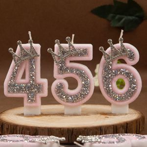 Bougies Chiffres Couronne Rose Argentée 0-9 – Bougies Créatives Premium pour Gâteau d'Anniversaire – Fournitures de Décoration de Fête Personnalisées - Product Image 4
