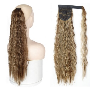 Queue de cheval longue bouclée à clipser, effet frisé, pour femmes, extensions de <span class=keywords><strong>cheveux</strong></span> synthétiques en fibre haute température, <span class=keywords><strong>postiche</strong></span> naturel, <span class=keywords><strong>cheveux</strong></span> synthétiques - Product Image 4