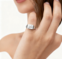 Bague de mode personnalisée en acier inoxydable arabe saoudien calligraphie islamique gravée or argent bandes Patience paix lettres arabes