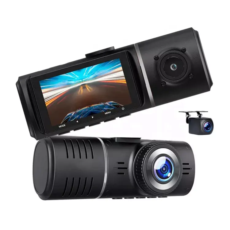 Relee 3 Channel Dash Cam 1080P Camera Triple Way Len Car Video Recorder Front and Rear Camera with Night Vision for DVR Taxi