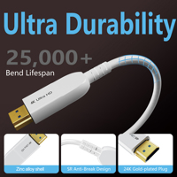 Logo personnalisé 1-150M A155 pour HDMI 2.0 câble à fibre optique 18Gbps plaqué or blanc 4K pour projecteur amplifier les données Audio vidéo