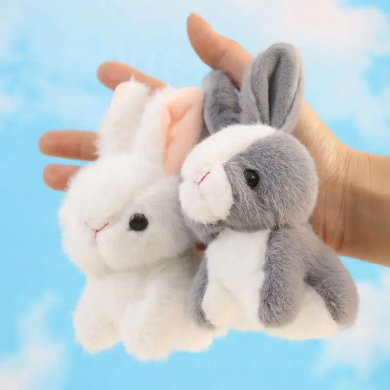 whole bulk sale rabbit bunny soft plush stuffed doll animal keychain key chain toy for school pendant with metal keyring