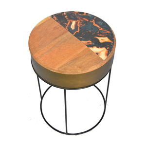Modern Design <b>Round</b> Wood Board Coffee <b>Table</b> with Metal Frame Unique <b>Side</b> <b>Table</b> for Home Use living room - Product Image 3