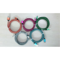 Kabel Data Tipe-C 1m 3 Kaki Berbahan Nilon Kepang dan Aluminium Alloy, Kabel Pengisi Daya Micro-USB 3 Kaki dengan Konektor Kepala USB Tipe C