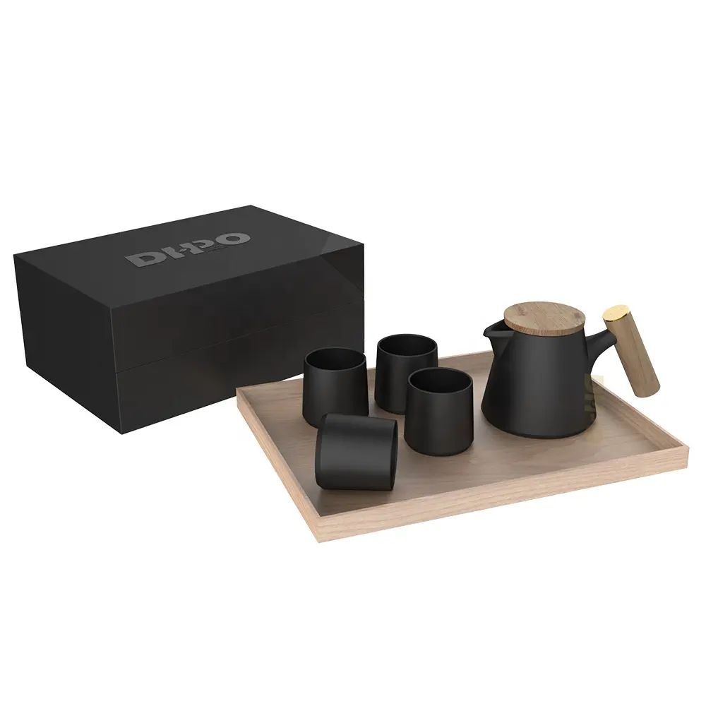 DHPO ceramic tea set teapot and cup set wooden lid