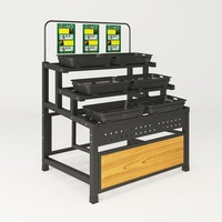 Équipement de supermarché pour fruits et légumes, bon prix, gondole de magasin, étagère à 3 niveaux avec panier, table de présentation d'aliments frais