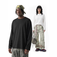 T-shirt streetwear à manches longues en coton de chanvre 150G, coupe unique, impression personnalisée, QUICKSHOW