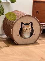 Maison pour chat en forme de trous d'arbre, villa pour chat en feutre toutes saisons semi-fermée, lit pour chat intégré avec griffoir et structure d'escalade, chaude et confortable