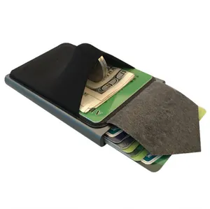 定制带硬币口袋铝制卡座钱包的标志射频识别阻挡金属卡盒
