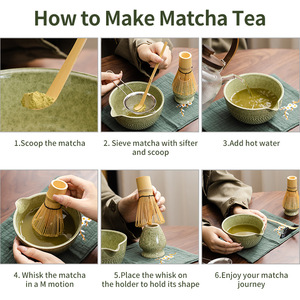 Juego de Té de Cerámica Estilo Japonés para Ceremonias de <span class=keywords><strong>Matcha</strong></span> y Café, Inspirado en la Dinastía Song, Tazón de Vidrio con Cepillo de Bambú - Product Image 2
