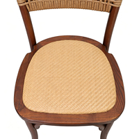 Chaise de salle à manger en rotin courbé, structure en bois massif, dossier en rotin tressé, chaise bistrot vintage pour restaurant, café, maison