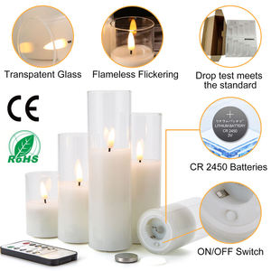 Mermei's Set of 5 Pillar <strong>White</strong> Glass Led <strong>Candle</strong> for Home Decoration Led <strong>Candle</strong> - Product Image 3
