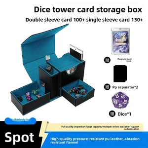 Boîte de rangement pour cartes à collectionner avec fenêtre, en cuir PU, <span class=keywords><strong>Dice</strong></span> Tower, capacité 120+, pour Commander Game <span class=keywords><strong>King</strong></span> - Product Image 6