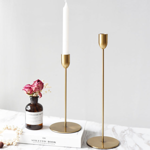 Golden <strong>Tall</strong> Outdoor Iron <strong>Candlestick</strong> with Round Metal Taper Holder for Home Decoration Christmas and Wedding Parties - Product Image 5