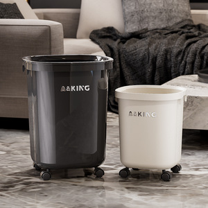 A&King Trash Can Cylindrical With Wheels Indoor Use For Living Room Bedroom Bathroom - Product Image 1