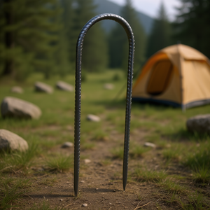 Anclajes de suelo de acero galvanizado en forma de U de 12 pulgadas, estacas resistentes para tiendas de campaña, accesorios para camping al aire libre - Product Image 2