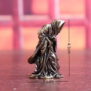 Patung Kematian Kuningan Retro Jubah Hitam Figur Aksi Miniatur Patung Horor Punk Ornamen Meja Dekorasi Halloween - Product Image 2