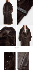 Hot <strong>Sales</strong> Winter Women Long <strong>Coat</strong> Soft Merino <strong>Sheepskin</strong> Luxury Real Wool Fur <strong>Coat</strong> With Belt - Product Image 6