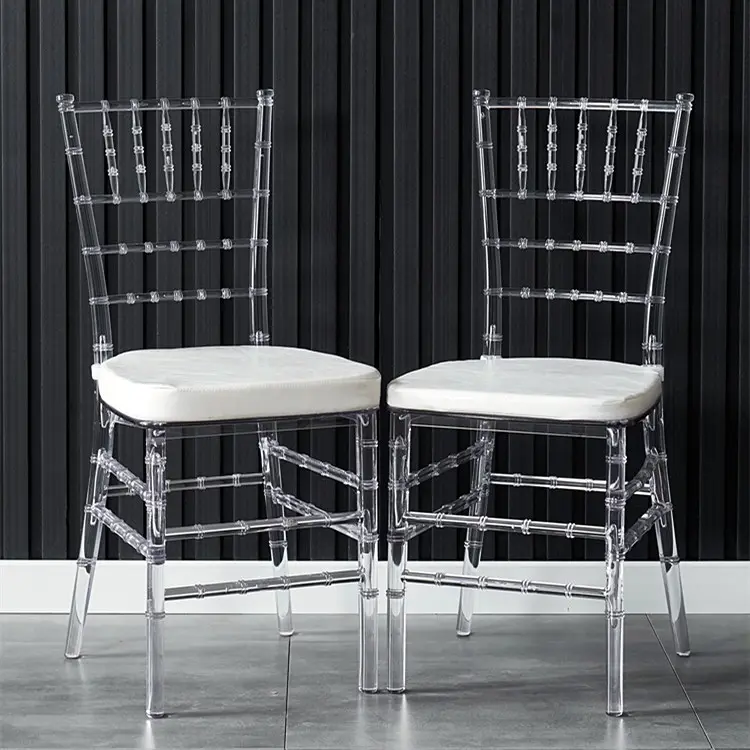 Akrilik plastik şeffaf reçine pc kiralama olay parti düğün istifleme satılık istiflenebilir chiavari sandalyeler şeffaf kristal sandalyeler