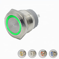 Interrupteur miniature à led en métal, bouton-poussoir, diamètre 12, 16, 19, 22mm, 12 v, étanches, bouton-poussoir