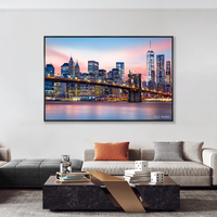 Toile de peinture LED avec paysage urbain nocturne moderne, art mural lumineux pour la décoration de la maison