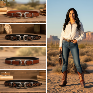 Cinturón de Cuero Genuino de 100 cm con Doble Hebilla, Estilo Occidental, Accesorio de Moda para Mujer - Product Image 3
