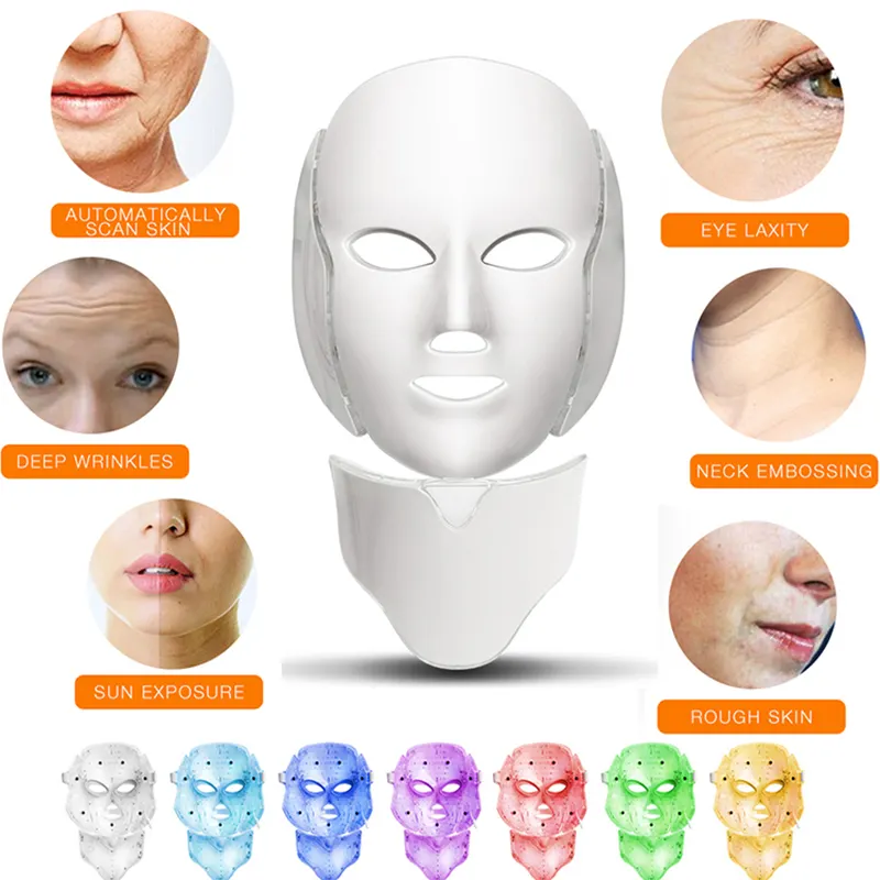 Beauty LED Gesichts maske Phototherapie, 7-Farben-Hautregenerationsbehandlung LED Photon Gesichts maske Licht Gesichtshaut pflege