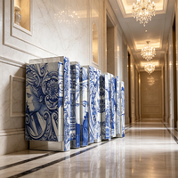 Console de luxe peinte à la main, meuble de hall moderne de designer pour villa, manoir, hall d'hôtel et mobilier de projet