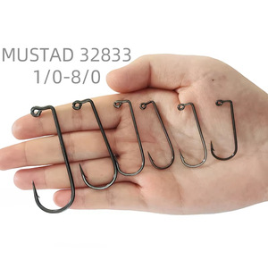 <span class=keywords><strong>Mustad</strong></span> 32833 1/0 -8/0 Crochet de gabarit de finition en nickel noir à 90 degrés et courbure ronde en bronze fin - Product Image 1
