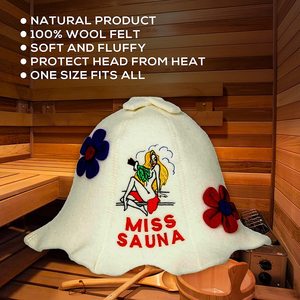 2026 Premium 100% Chapeau de sauna en feutre de laine pour Banya russe avec broderie - Product Image 3