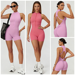 OEM Combinaison de sport pour femme sans manches à demi-zip, haute performance, dos ajouré, pour la gym et le yoga - Product Image 3