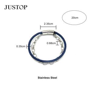 Pulsera de cuero de cadena de acero inoxidable de doble capa Simple de alta calidad, accesorio de moda para mujer, chapado en cobre antiguo - Product Image 3