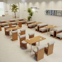 Style nordique Booth Banc Sièges Café Restaurant Table Chaises Ensemble En Cuir Canapé Meubles En Bois Massif Cadre Meubles