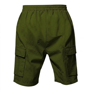 Shorts Cargo Homme Noir Uni, Taille Élastique Mi-Haute, Séchage Rapide, Polyester/Nylon, Poches Décontractées pour Activités de Plein Air – Approvisionnement Direct Usine - Product Image 5