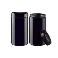 Bocaux en verre noir opaque anti-UV avec couvercles hermétiques, contenants multi-tailles anti-odeurs pour herbes/épices, vente en gros