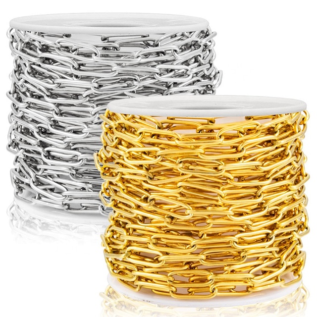 High Quality Stainless Steel Textured Twisted Chains O Chain Flat Cable Chains DIY for Necklace Jewelry