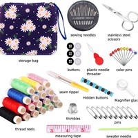 A0028 Kit de couture pour usage domestique, ensemble complet de haute qualité pour outils de couture haut de gamme multicolores, imprimé de dessins animés mignons