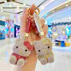 1 PC Luxury Bling Diamond Plastic Rhinestone Keychains Cute Cat Bag Car <b>Key</b> <b>Ring</b> Keychain Metal for Girls Charm - Product Image 3